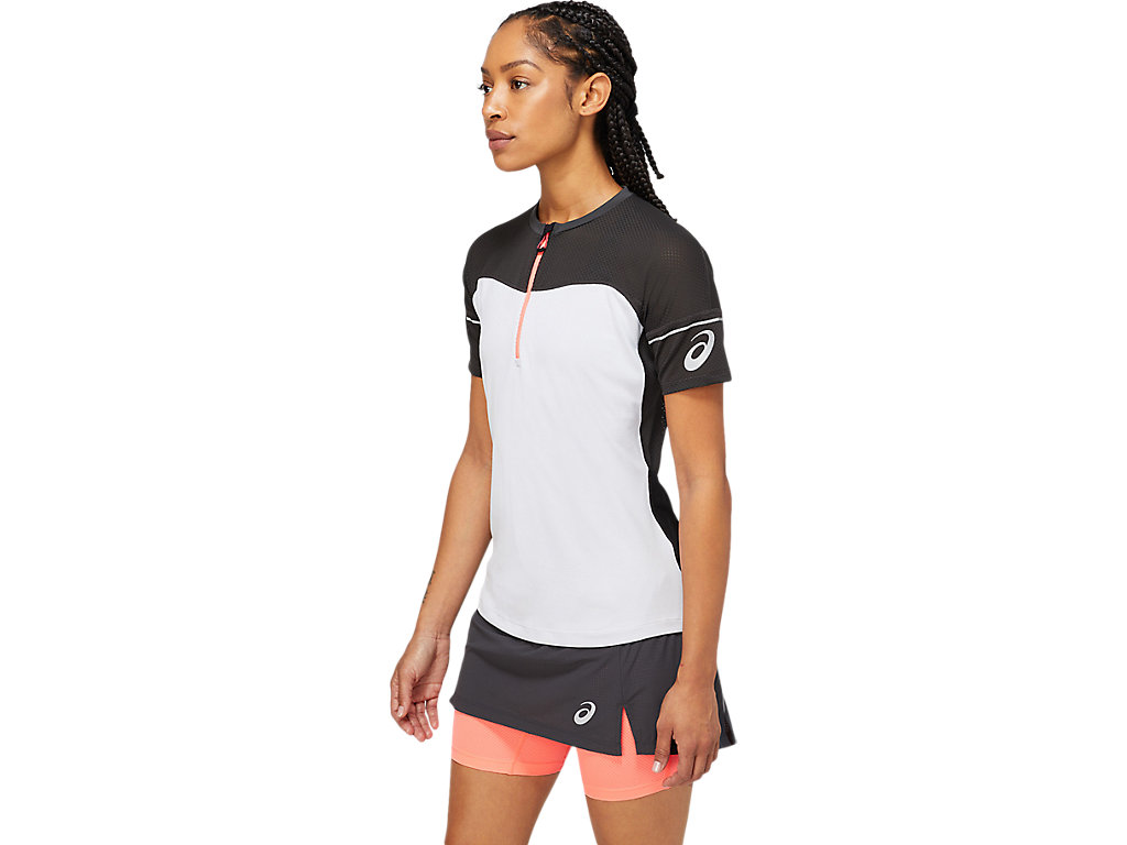 Deep Grey / White Asics Fujitrail Women's Short Sleeve Tops | QMZP-07823