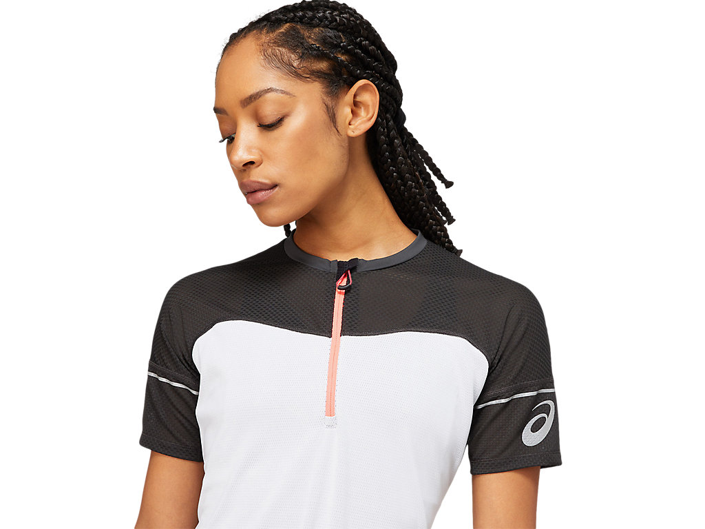 Deep Grey / White Asics Fujitrail Women's Short Sleeve Tops | QMZP-07823