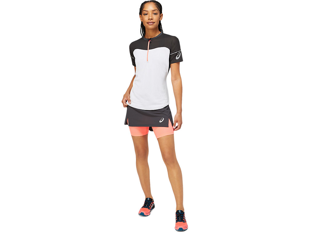 Deep Grey / White Asics Fujitrail Women's Short Sleeve Tops | QMZP-07823