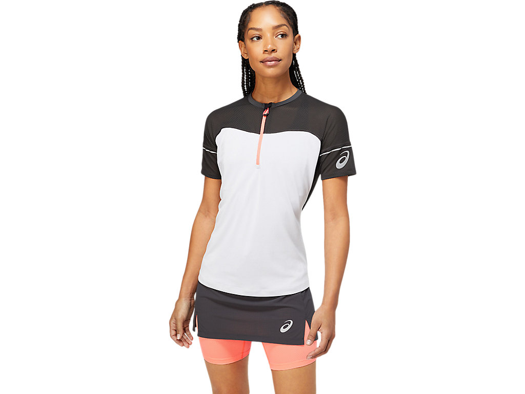 Deep Grey / White Asics Fujitrail Women\'s Short Sleeve Tops | QMZP-07823