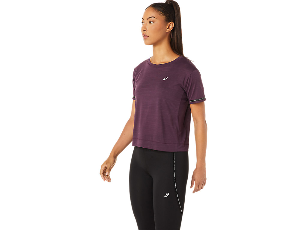 Deep Purple Asics Race Women's Short Sleeve Tops | IUGE-54018