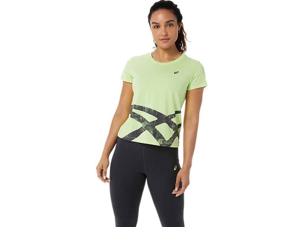 Light Green / Deep Grey Asics Tiger Women\'s Short Sleeve Tops | BPEH-39521