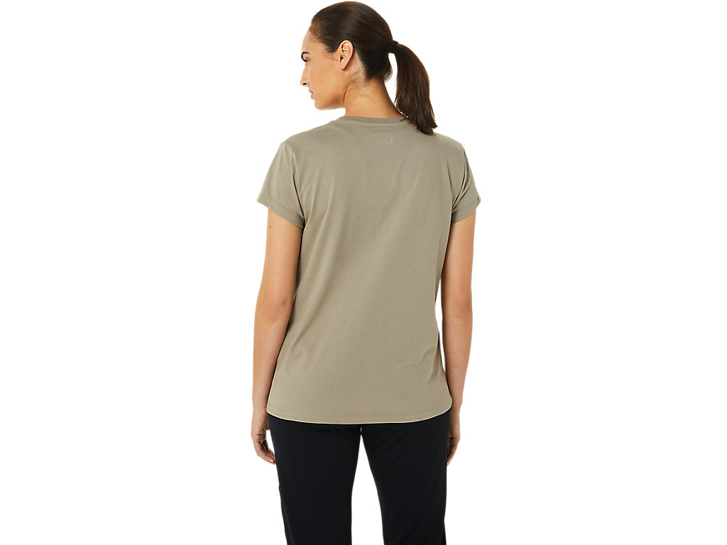 Mink Asics Logo Women's Short Sleeve Tops | ICKE-19746