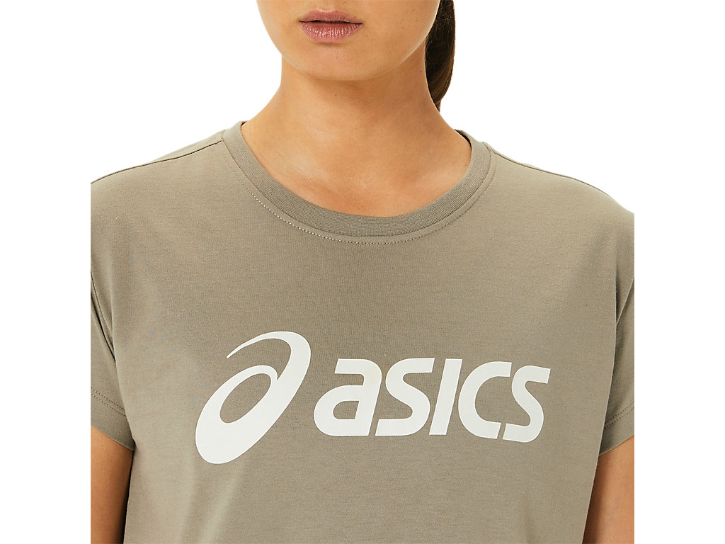 Mink Asics Logo Women's Short Sleeve Tops | ICKE-19746