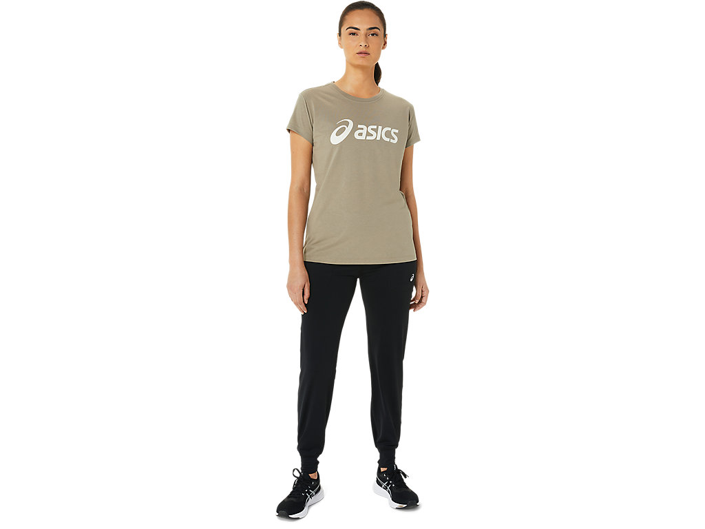 Mink Asics Logo Women's Short Sleeve Tops | ICKE-19746