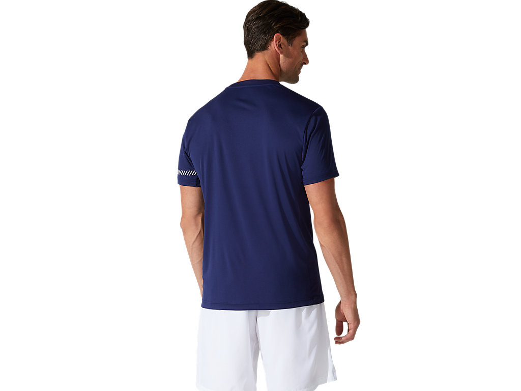 Navy Asics Court Men's Short Sleeve Tops | IUNE-46782