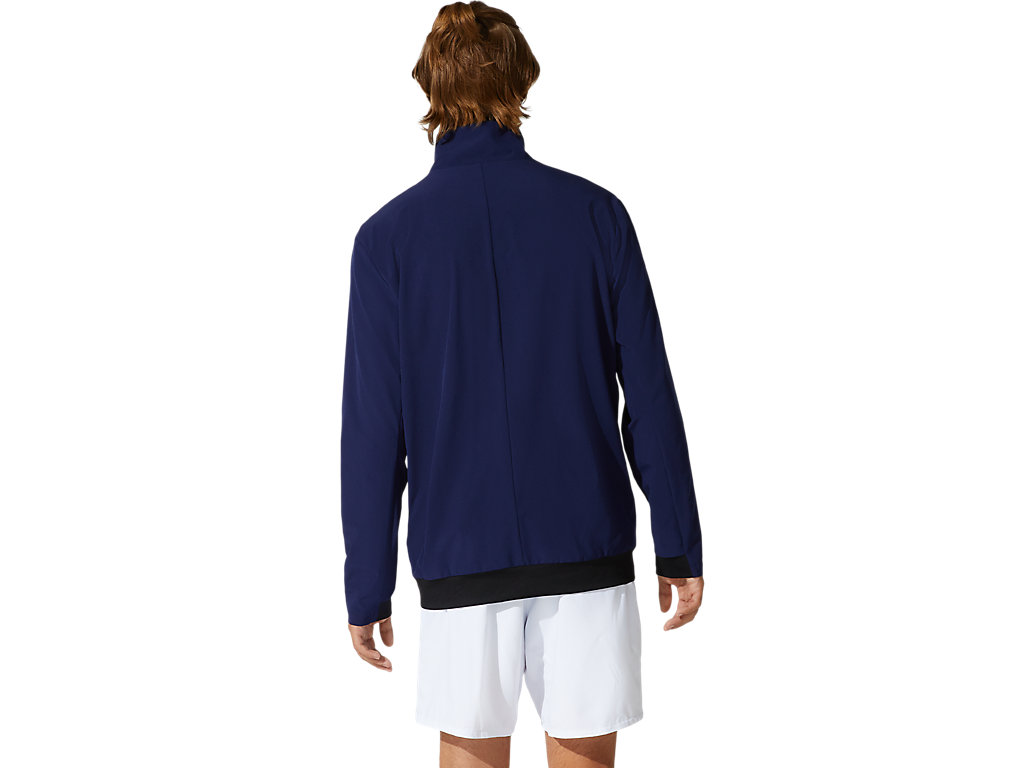 Navy Asics Match Men's Jackets | HIJM-30176