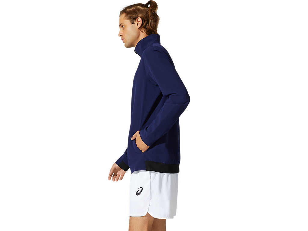 Navy Asics Match Men's Jackets | HIJM-30176