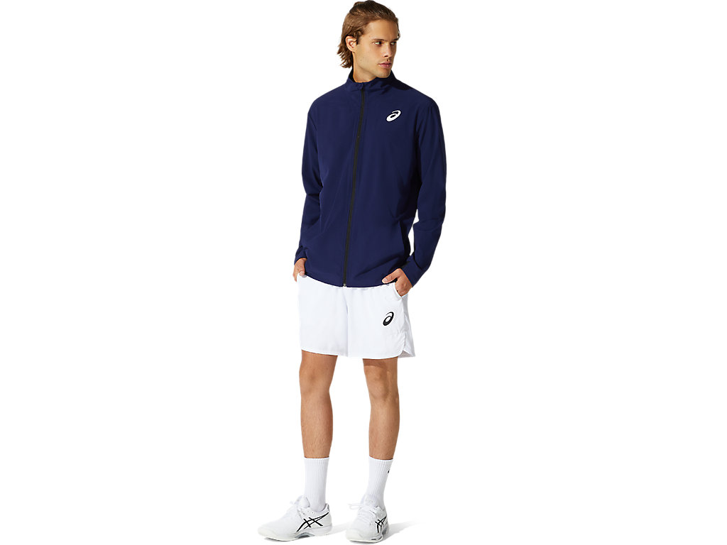 Navy Asics Match Men's Jackets | HIJM-30176