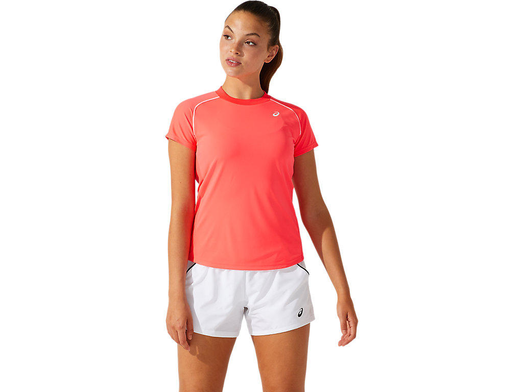 Pink Asics Court Women\'s Short Sleeve Tops | DWTV-26371