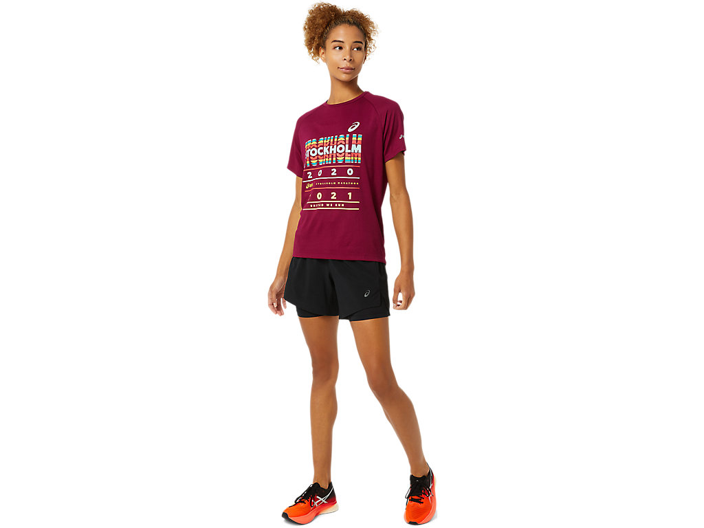 Red Asics Stockholm Women's Short Sleeve Tops | CHOJ-37219