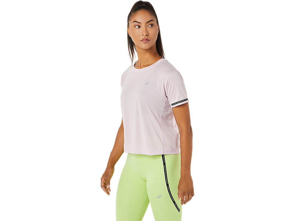 Rose Asics Race Women's Short Sleeve Tops | DLZJ-12056