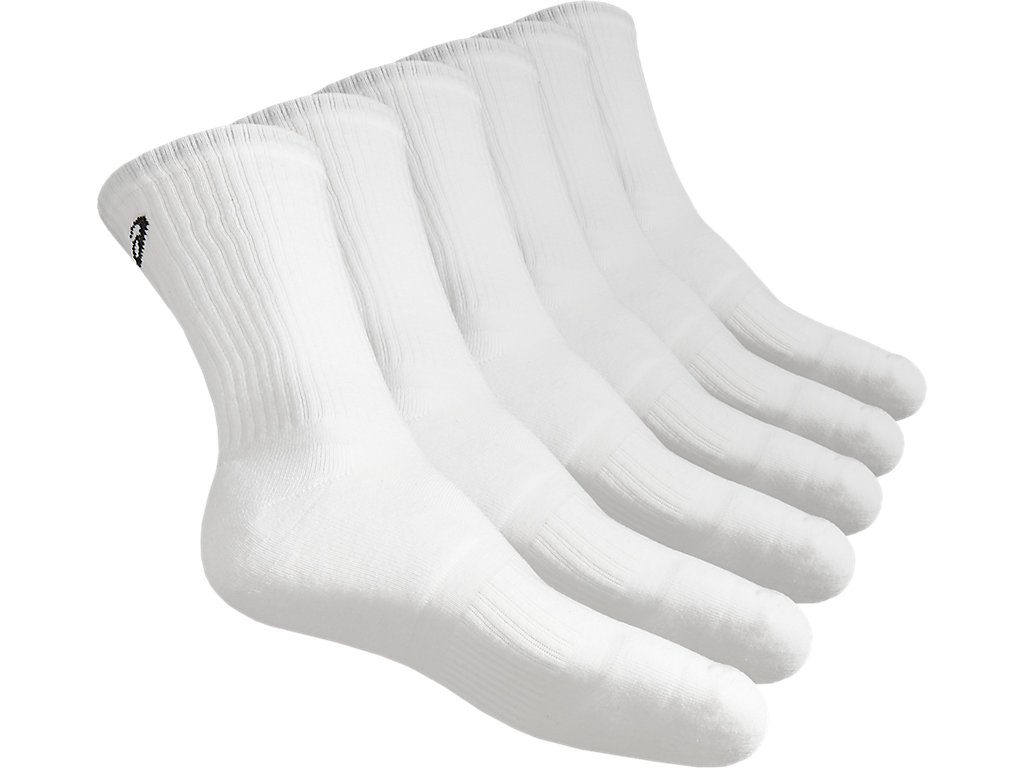 White Asics 6ppk Crew Unisex Socks | HLPW-32497