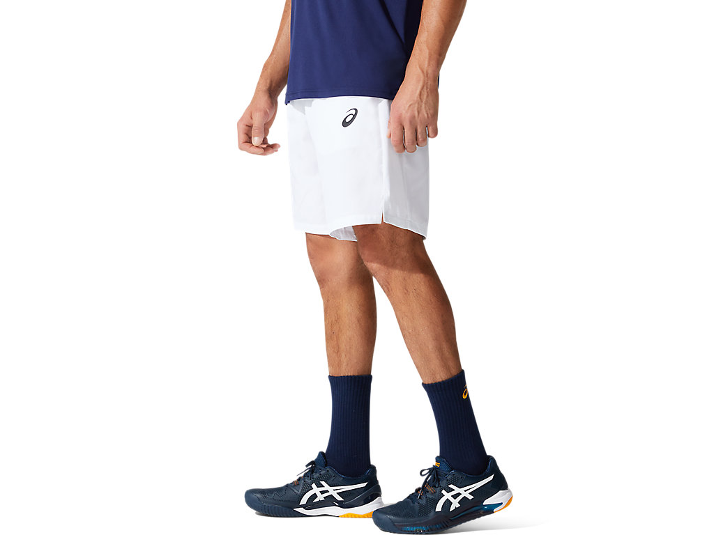 White Asics Court Men's Shorts | SVIF-54261