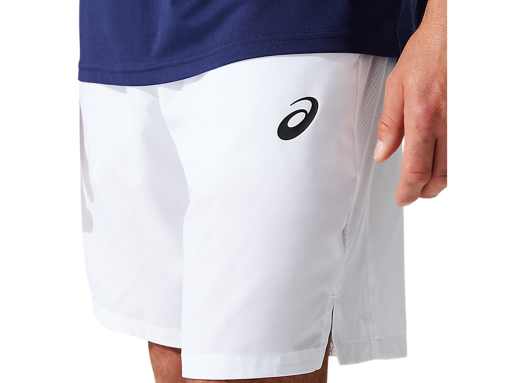 White Asics Court Men's Shorts | SVIF-54261