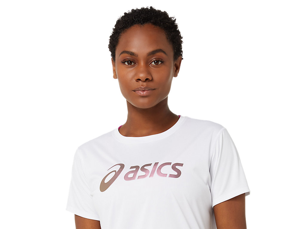 White Asics Sakura Women's Short Sleeve Tops | MFDU-82630