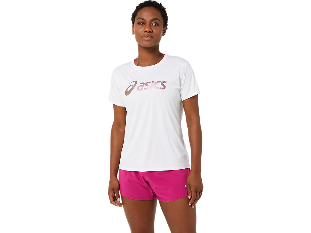 White Asics Sakura Women\'s Short Sleeve Tops | MFDU-82630