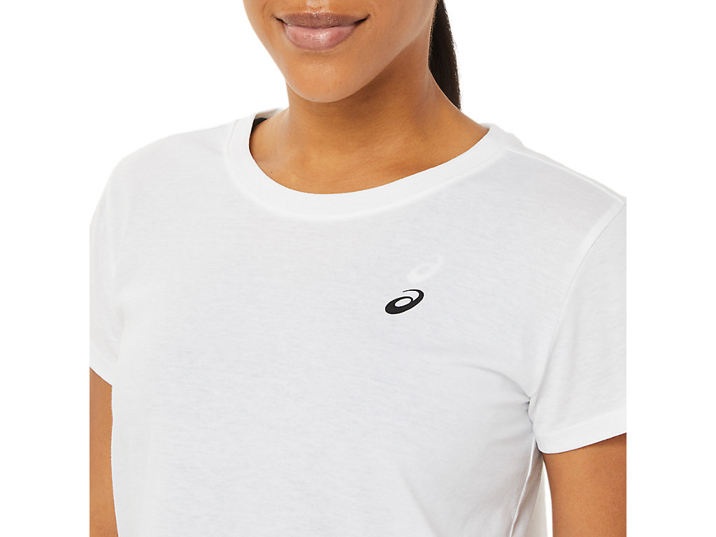 White / Black Asics Tiger Women's Short Sleeve Tops | BKWP-13764