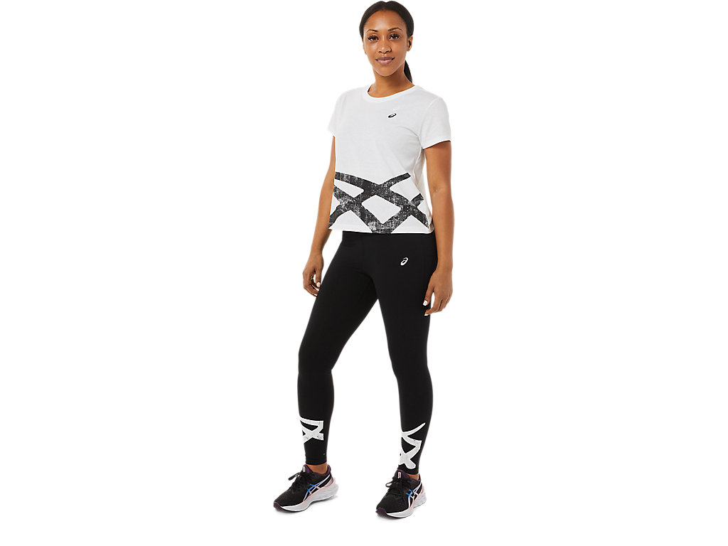 White / Black Asics Tiger Women's Short Sleeve Tops | BKWP-13764